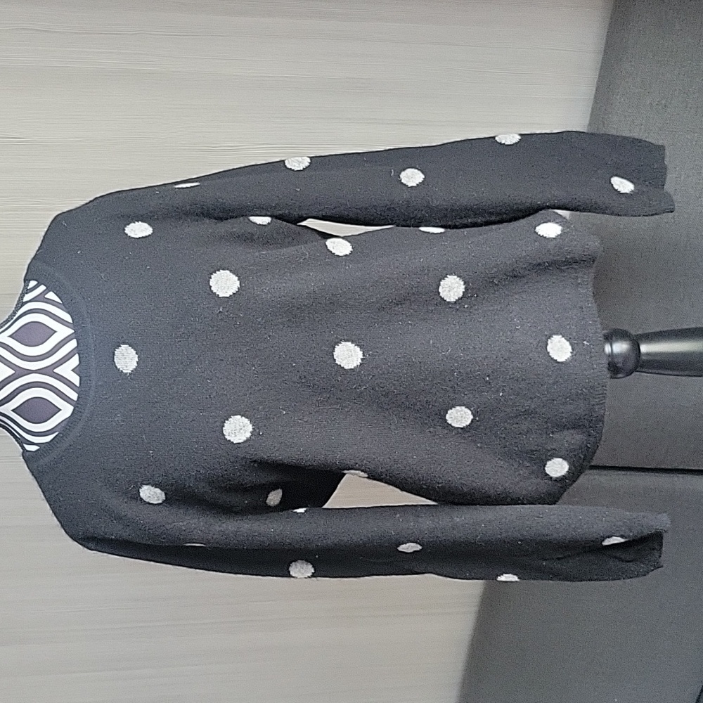 QI CASHMERE Polka Dot Pullover Cashmere Sweater - Medium